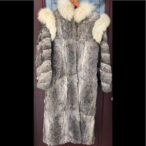 Niki Lavis Vintage Rabbit Fox Fur Long Coat Size M